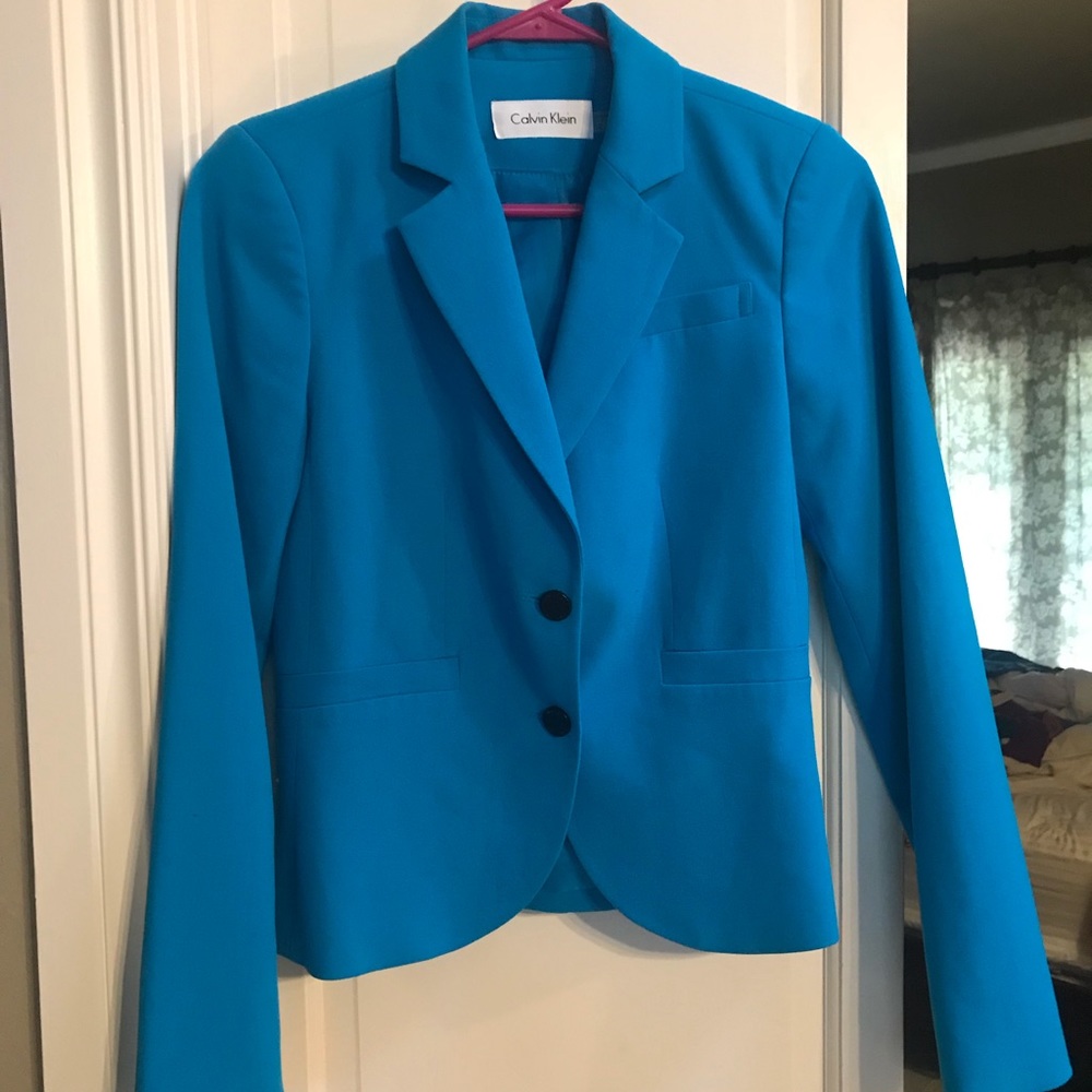 Calvin Klein turquoise blazer, SZ 0